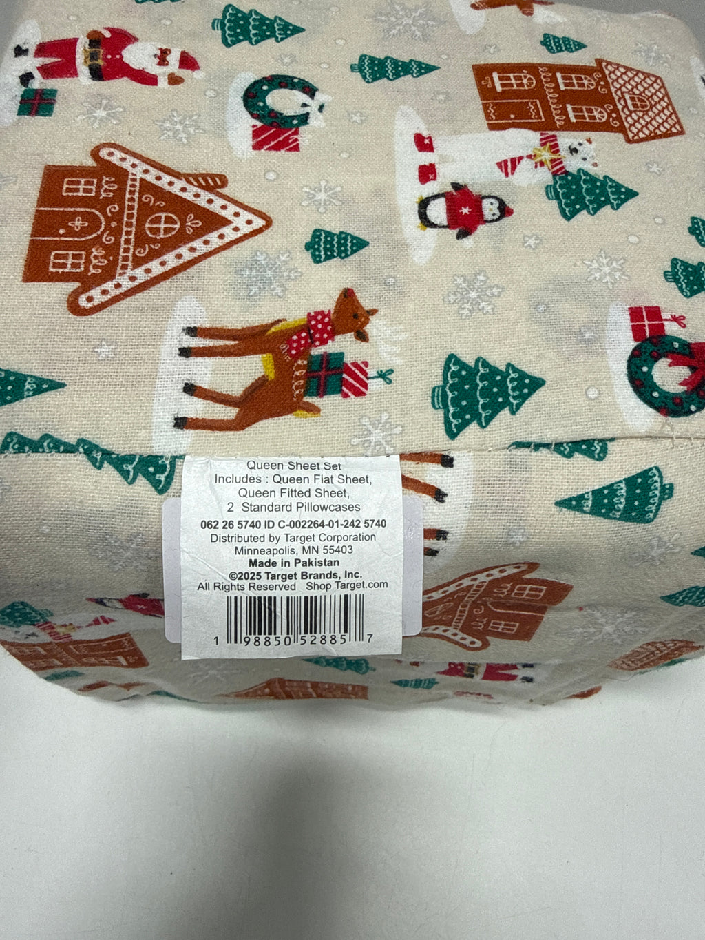 Queen Christmas Flannel Sheet Set Gingerbread Scene - Wondershop - *Bedding