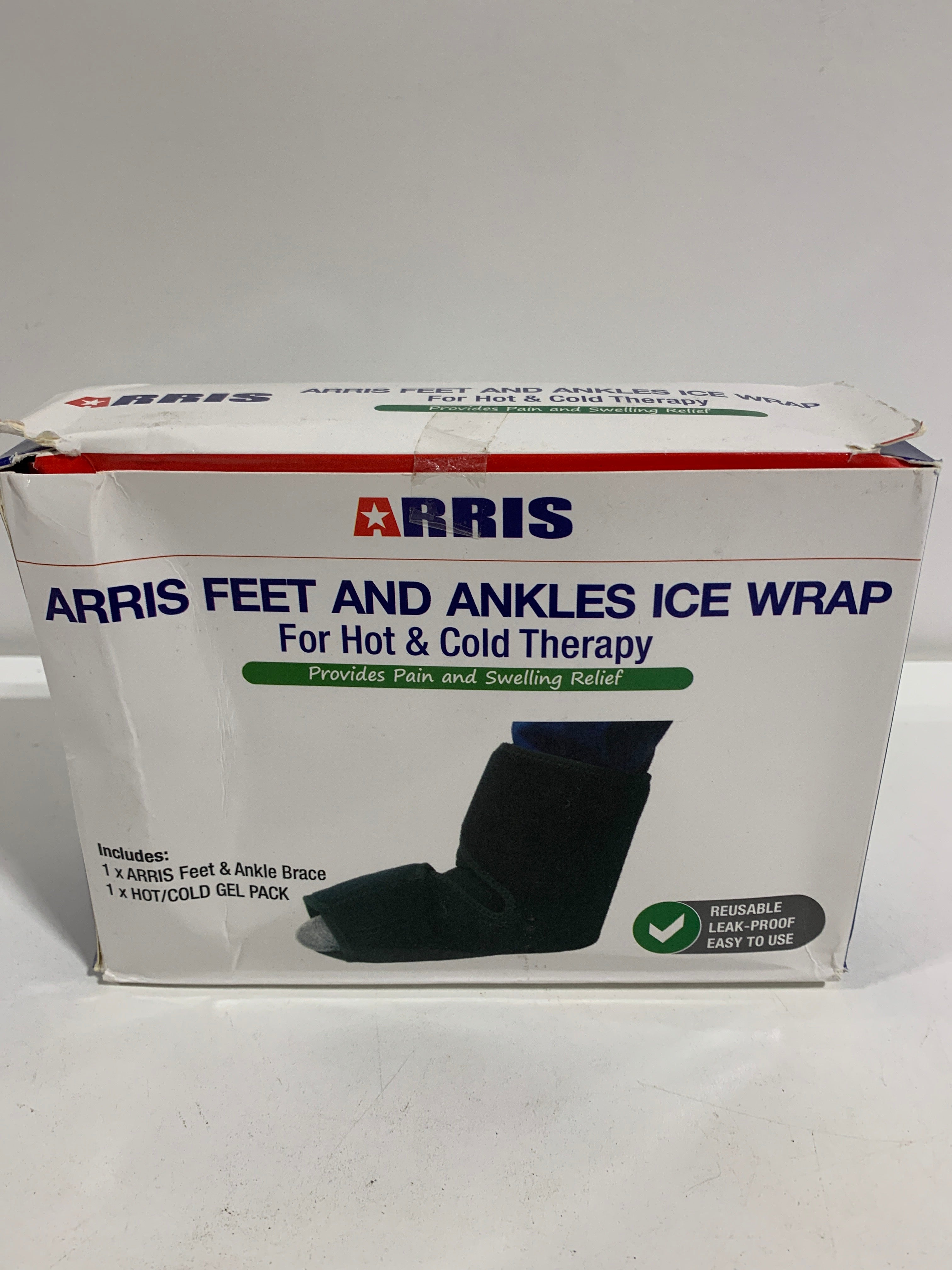 ARRIS Ice Pack Wrap for Ankle Soft Foot Brace with Reusable Flexible Gel Pack for Heel Injuries Bursitis Pain Relief