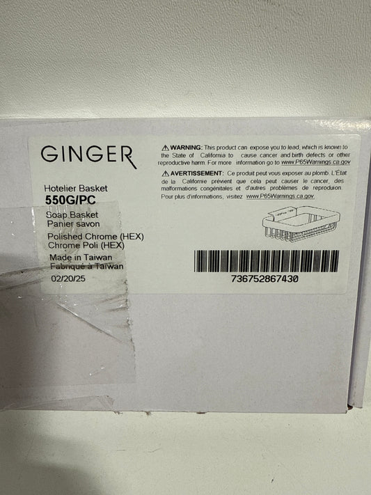 Ginger 550G Hotelier Wall Mounted Brass Soap Basket Polished Chrome