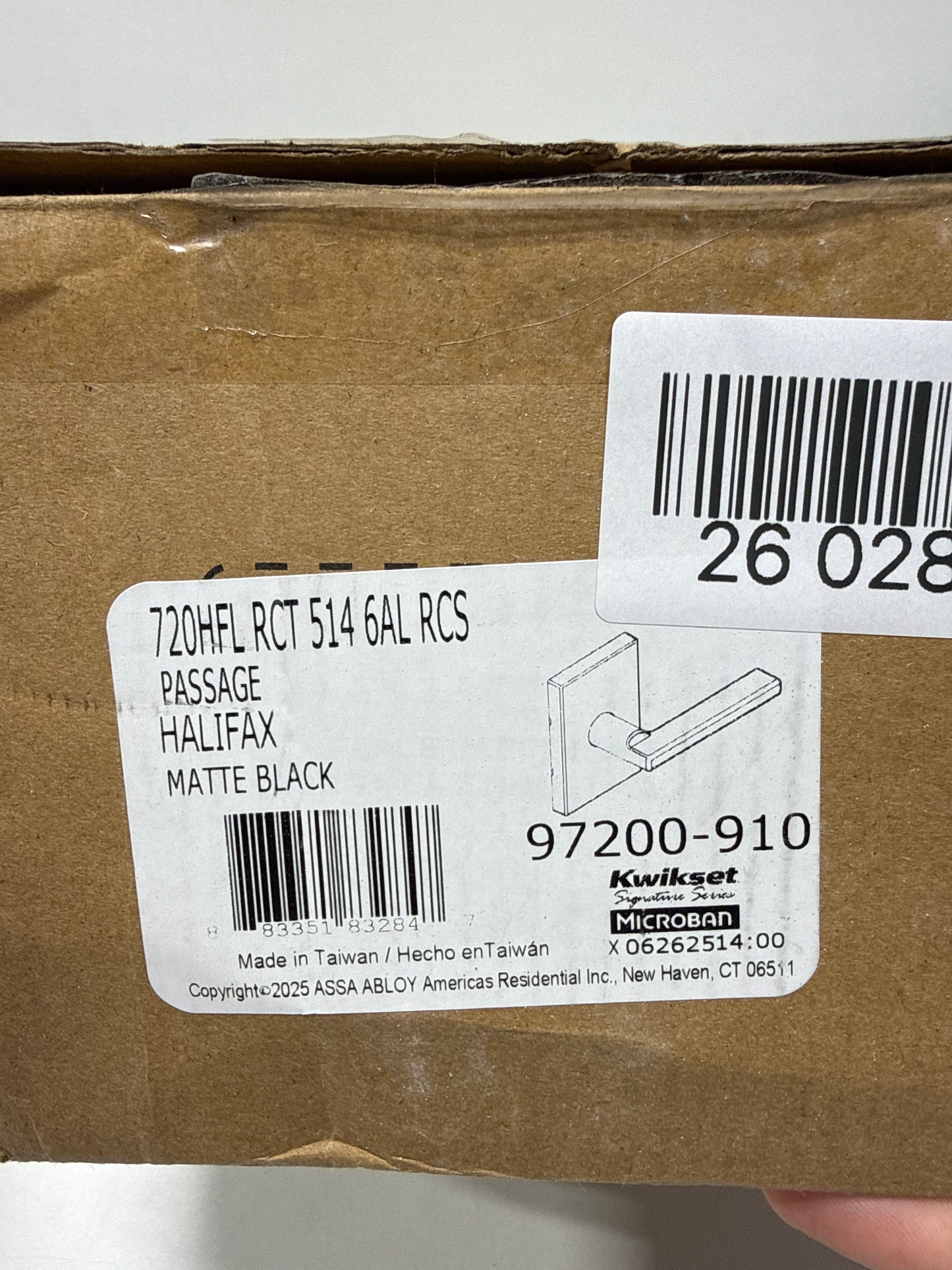 Kwikset 720HFLRCT Halifax Passage Door Lever Set with Rectangle Rose Matte Black
