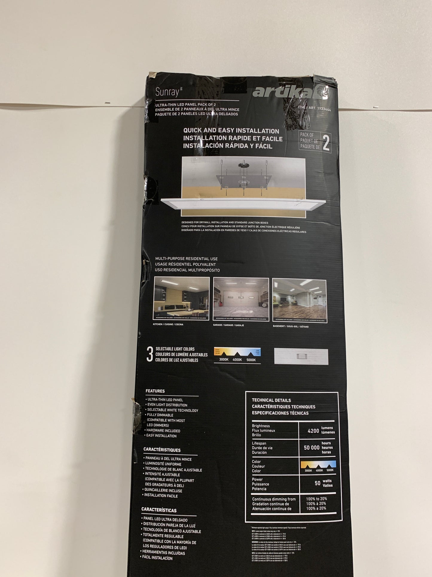 2 x Artika Sunray Ultra Thin LED Light Panel, White