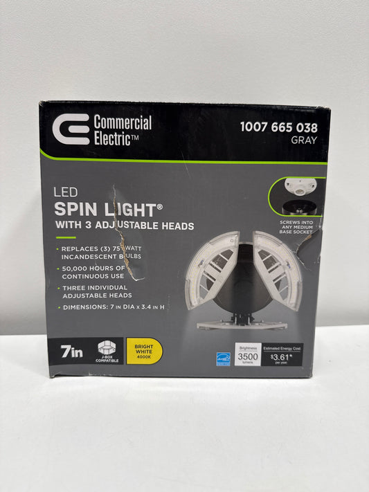 7 in. Spin Light 3 Adjustable Heads 3500 Lumens LED Flush Mount