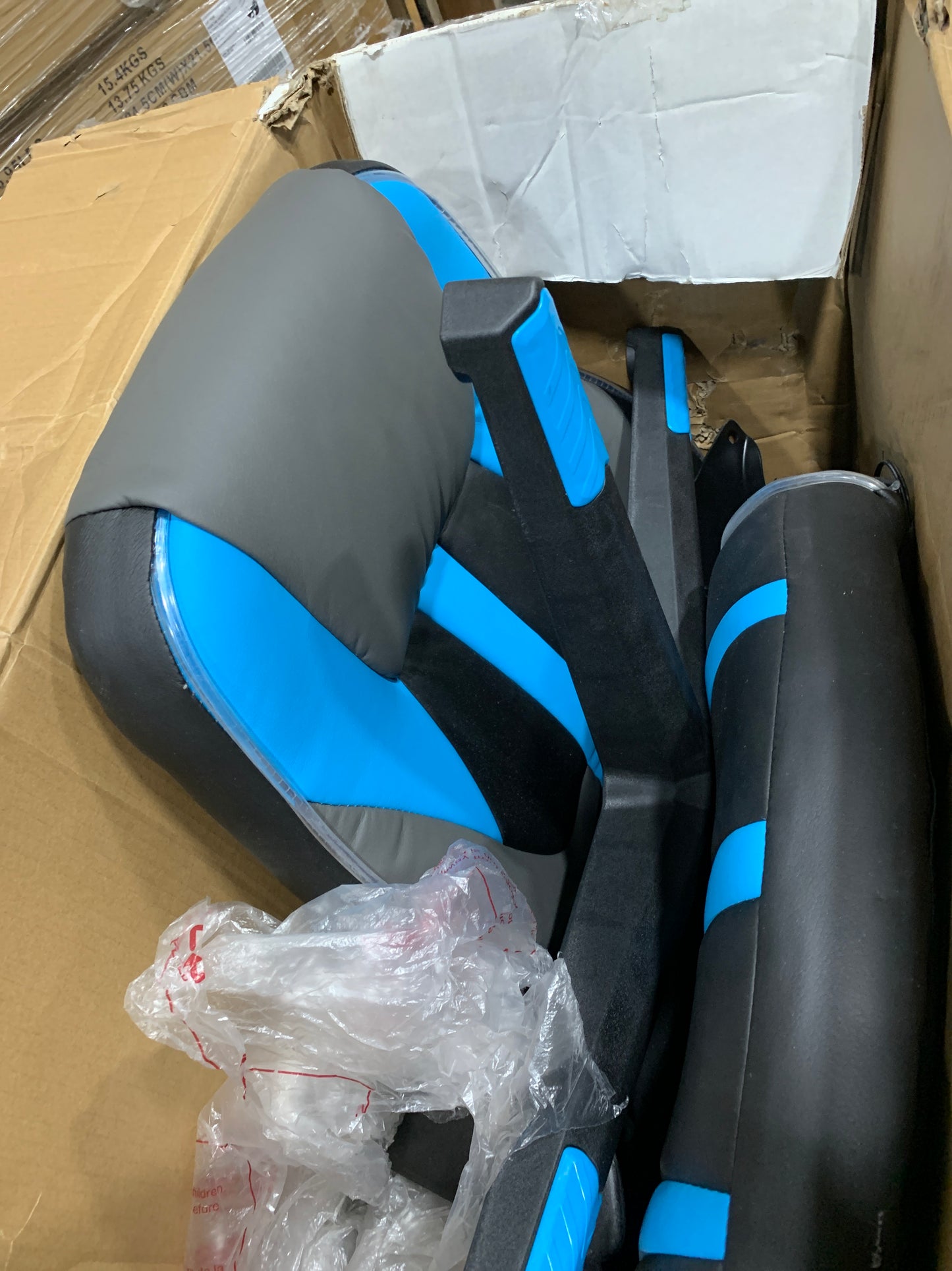 Missing Parts - Output Gaming Chair in Black Faux Leather with Blue Trim