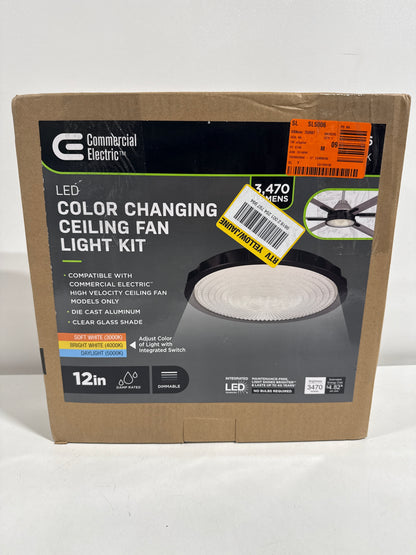3470 Lumen LED High Velocity Matte Black Ceiling Fan Integrated Light Kit with CCT (40-Watt)