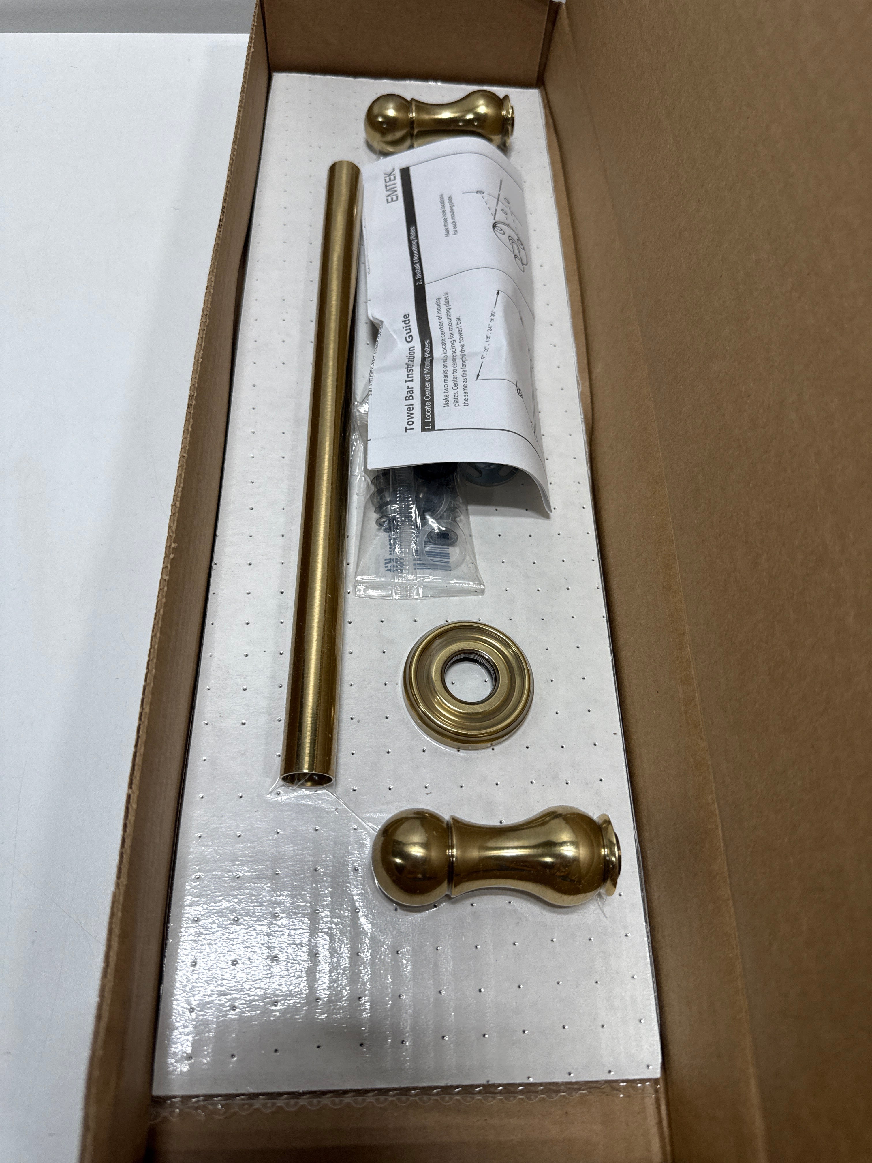 Emtek Traditional Brass Towel Bar, Matching Finish Small Regular Rosette  2602420US7 - (Width 12") - French Antique