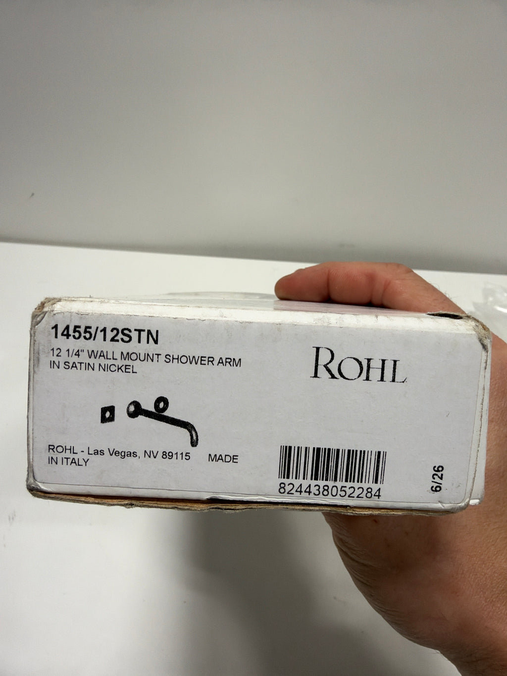 Rohl 1455/12 Michael Berman 12-1/4" Wall Mounted Shower Arm and Flange Satin Nickel