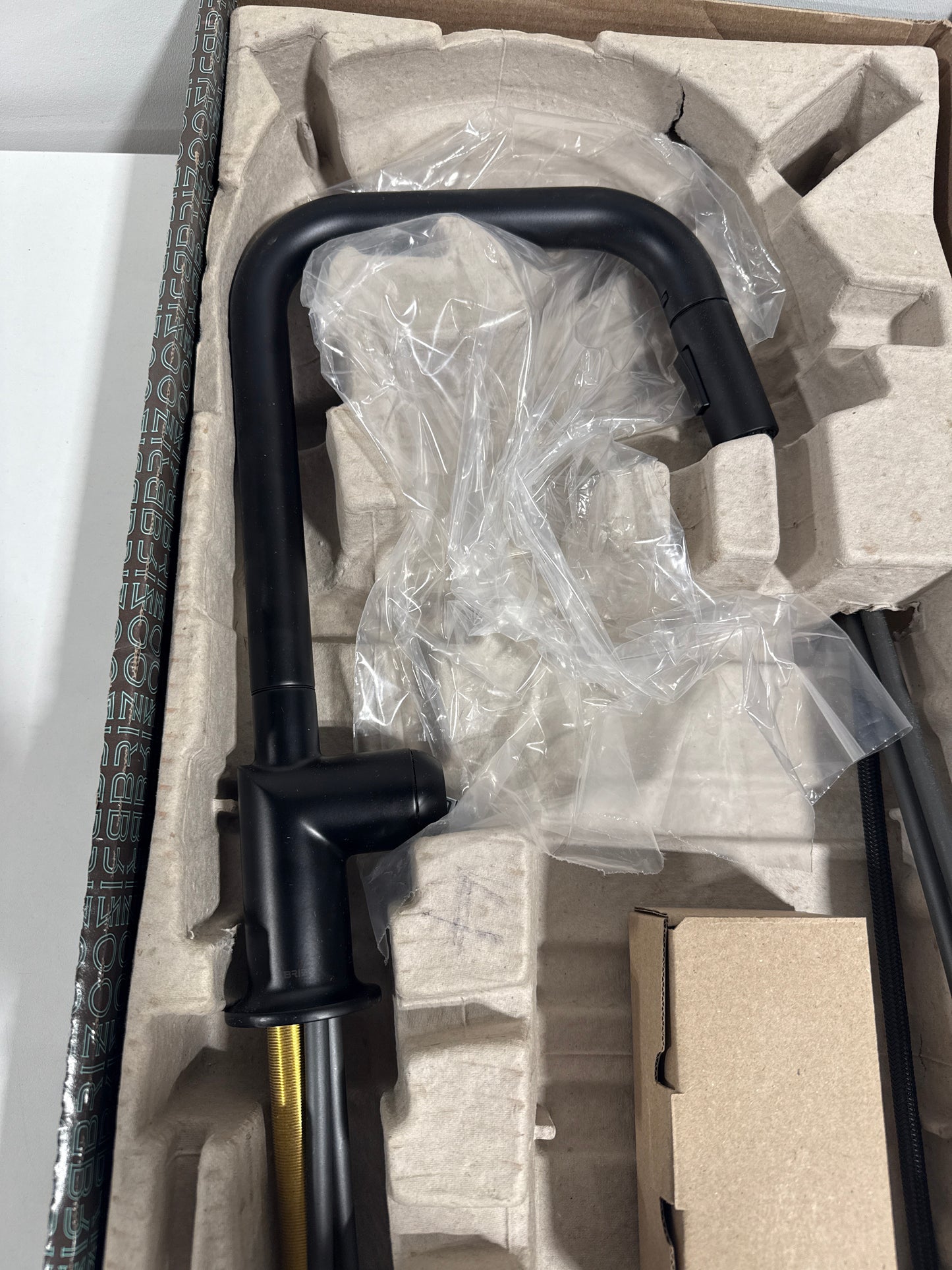 Brizo 63065LF-LHP Odin 1.8 GPM Single Hole Pull Down Kitchen Faucet with Square Spout - Less Handle Matte Black