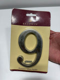 Baldwin 90679056# 9 House Number, Lifetime Satin Nickel