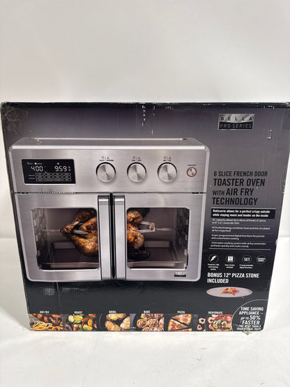 Bella PRO - 12-in-1 6-Slice Toaster Oven + 33-qt. Air Fryer with French Doors - Stainless Steel