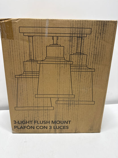 Rigby 15.75 in. 3-Light Brushed Nickel Flush Mount, Farmhouse Ceiling Light