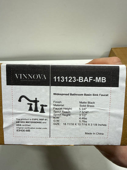 Miseno 113123-BAF Corella 1.2 GPM Widespread Bathroom Faucet - Less Drain - Matte Black