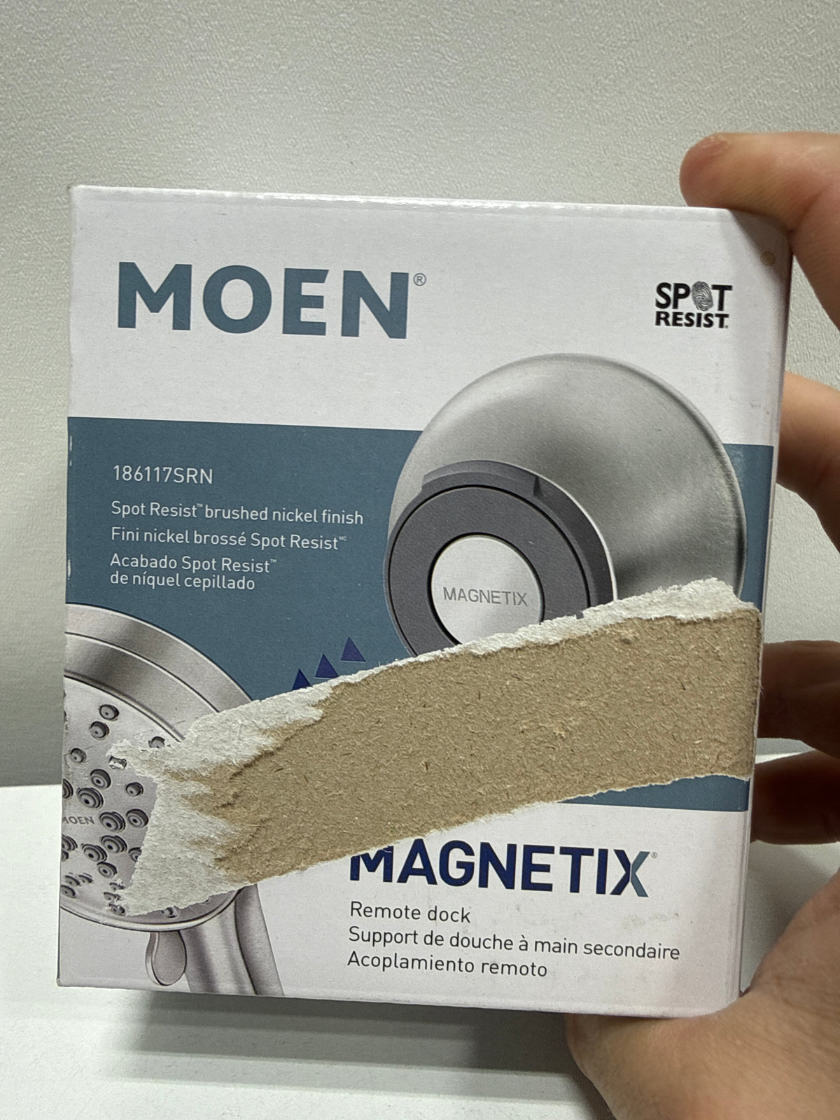 Moen 186117 Magnetix Remote Dock for Handheld Shower Spot Resist Brushed Nickel