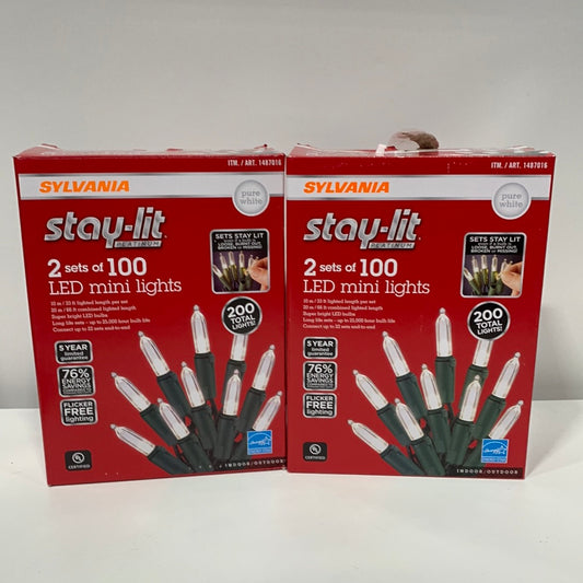 Sylvania Stay Lit 100 Mini Pure White LED Lights 4 Pack