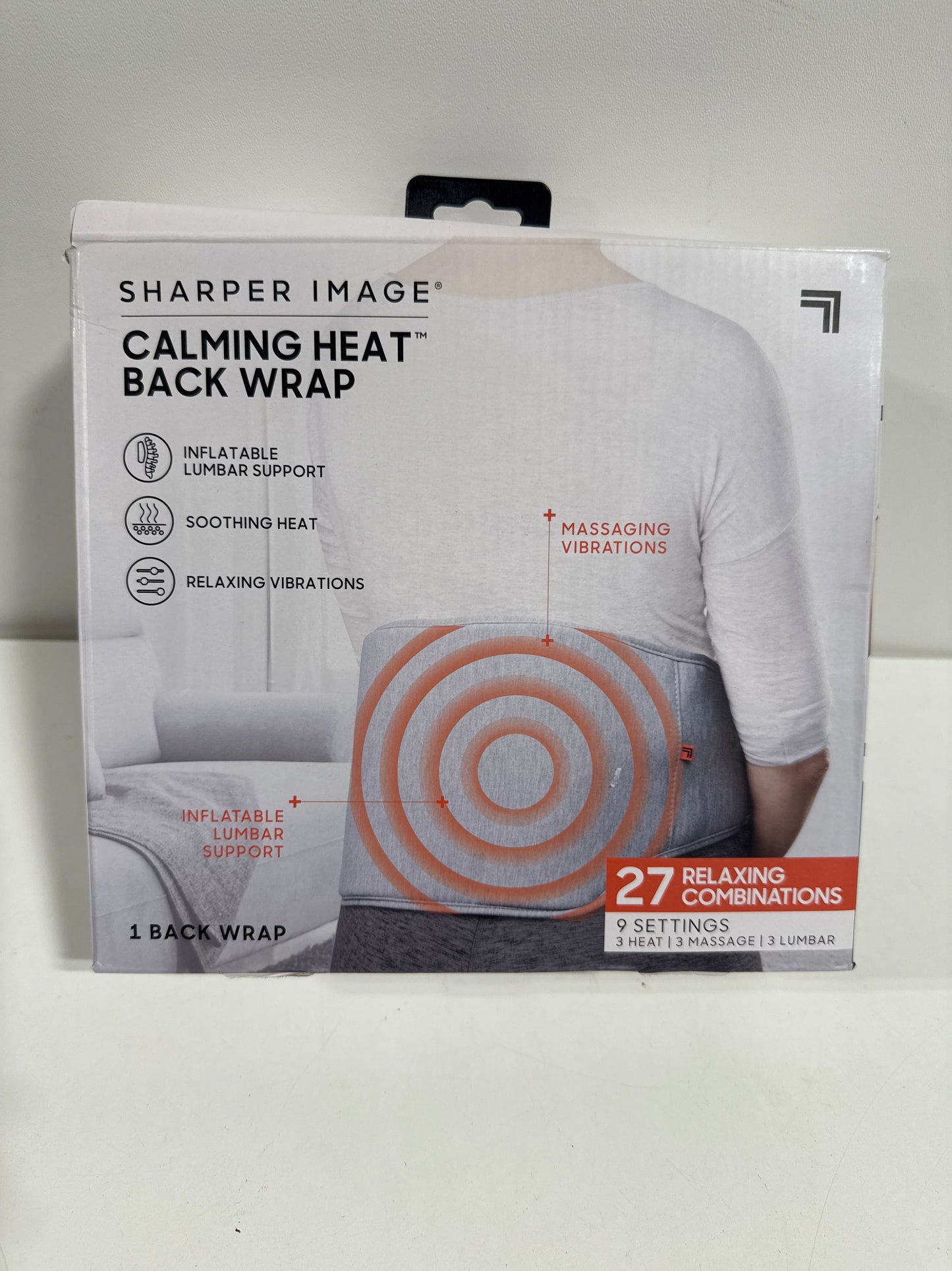 Sharper Image Calming Heat Massaging Heated Lumbar Wrap - Gray
