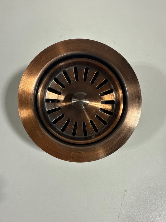 Signature Hardware 949204 3-1/2" Garbage Disposal Flange with Basket Strainer - Fits Sinks up to 5/8" Thick Satin Copper