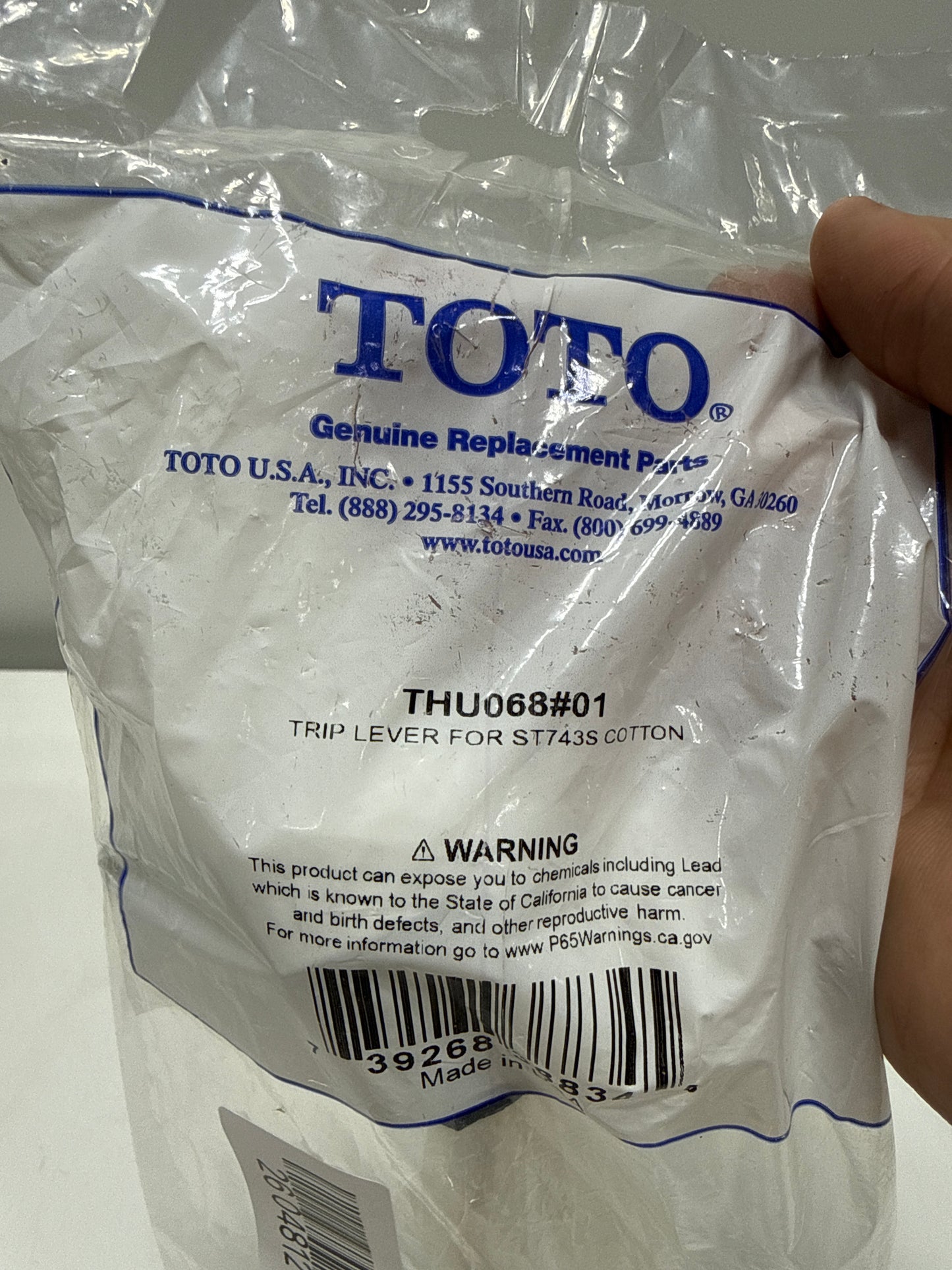Toto THU068#01 Trip Lever for ST743S Cotton