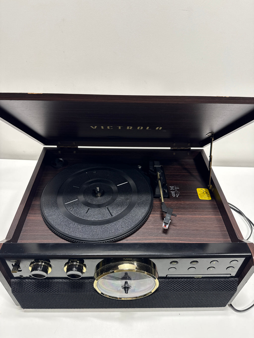 See Desc Scratch Victrola - Empire Bluetooth 6-in-1 Record Player - Gold/Brown/Black