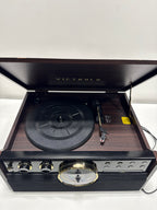 See Desc Scratch Victrola - Empire Bluetooth 6-in-1 Record Player - Gold/Brown/Black