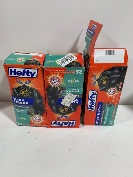 Hefty Ultra Strong Multipurpose Large Trash Bags, Black, White Pine Breeze Scent, 30 Gallon, 75 Count