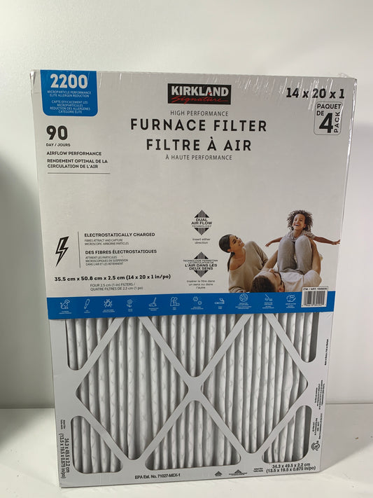 Kirkland Signature White High Performance Furnace Filter 14 X 20 X 1 in 4 Pack