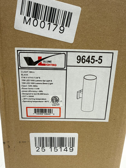 Volume Lighting V9645-5 Volume Lighting V9645 2 Light 14" Tall LED Outdoor Wall Sconce