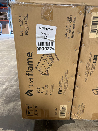 Real Flame Baltic Black Aluminum Outdoor Sofa with Brown Cushions