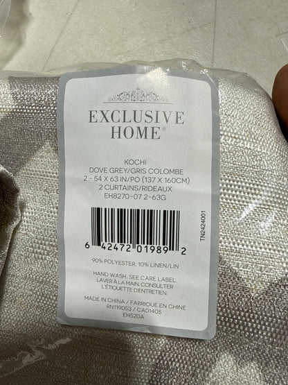 Kochi Dove Grey Ogee Light Filtering Grommet Top Curtain, 54 in. W X 63 in. L (Set of 2)