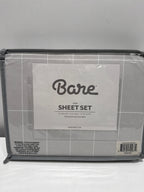 Bare Home Ultra-Soft Sheet Set - Premium 1800 Collection - Deep Pockets - 3-Pieces - Twin Grid - Stone/White
