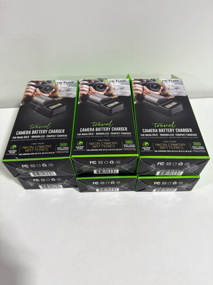 6 Digipower - DSLR/Mirrorless Camera Travel Charger with LCD Battery Level Indicator for Nikon Batteries EL14/15/25 - Black