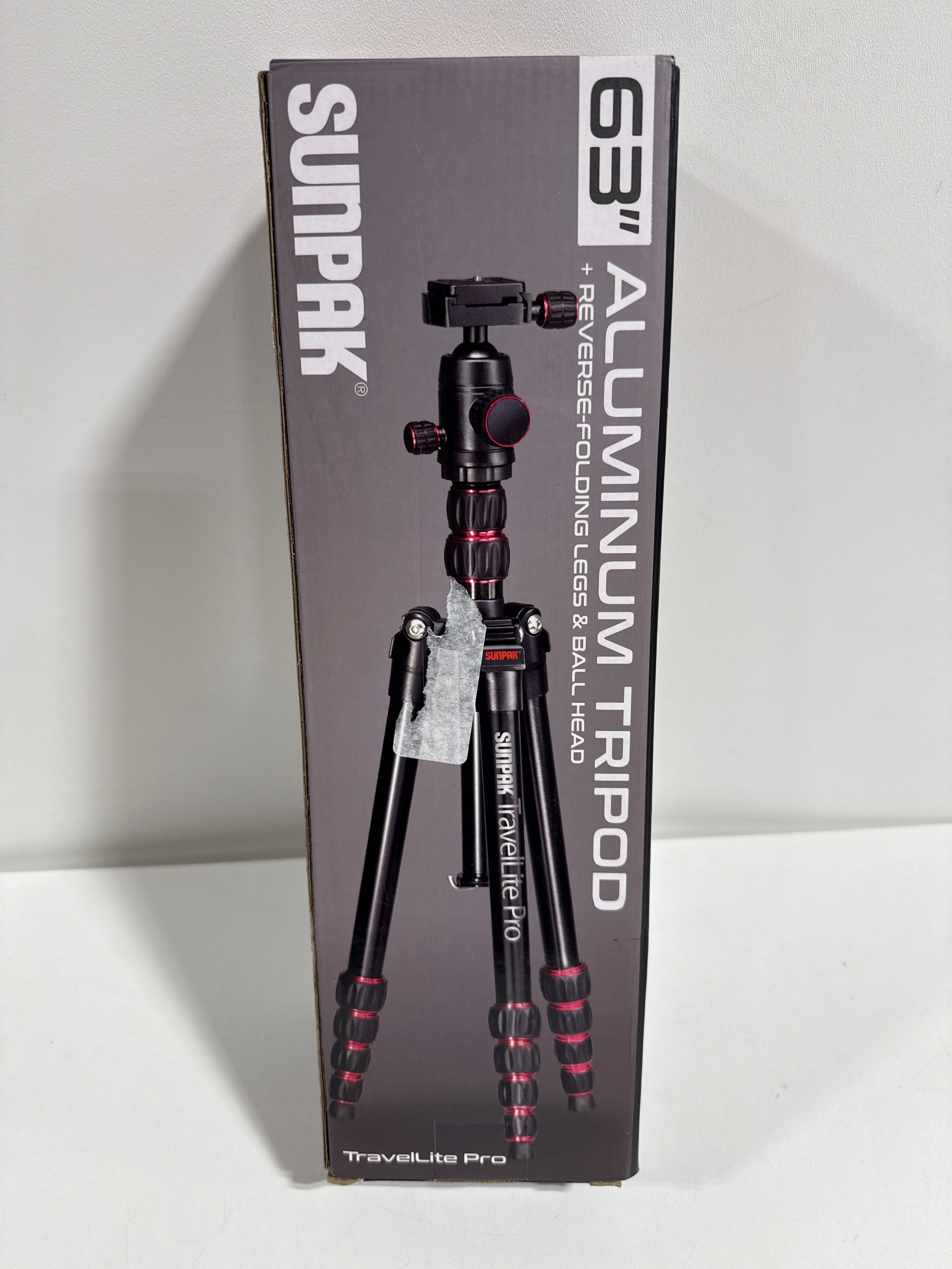 Sunpak - TravelLite Pro Reverse Folding 63’’ Tripod - Black with Red Accents - *Cameras Camcorders & Drones