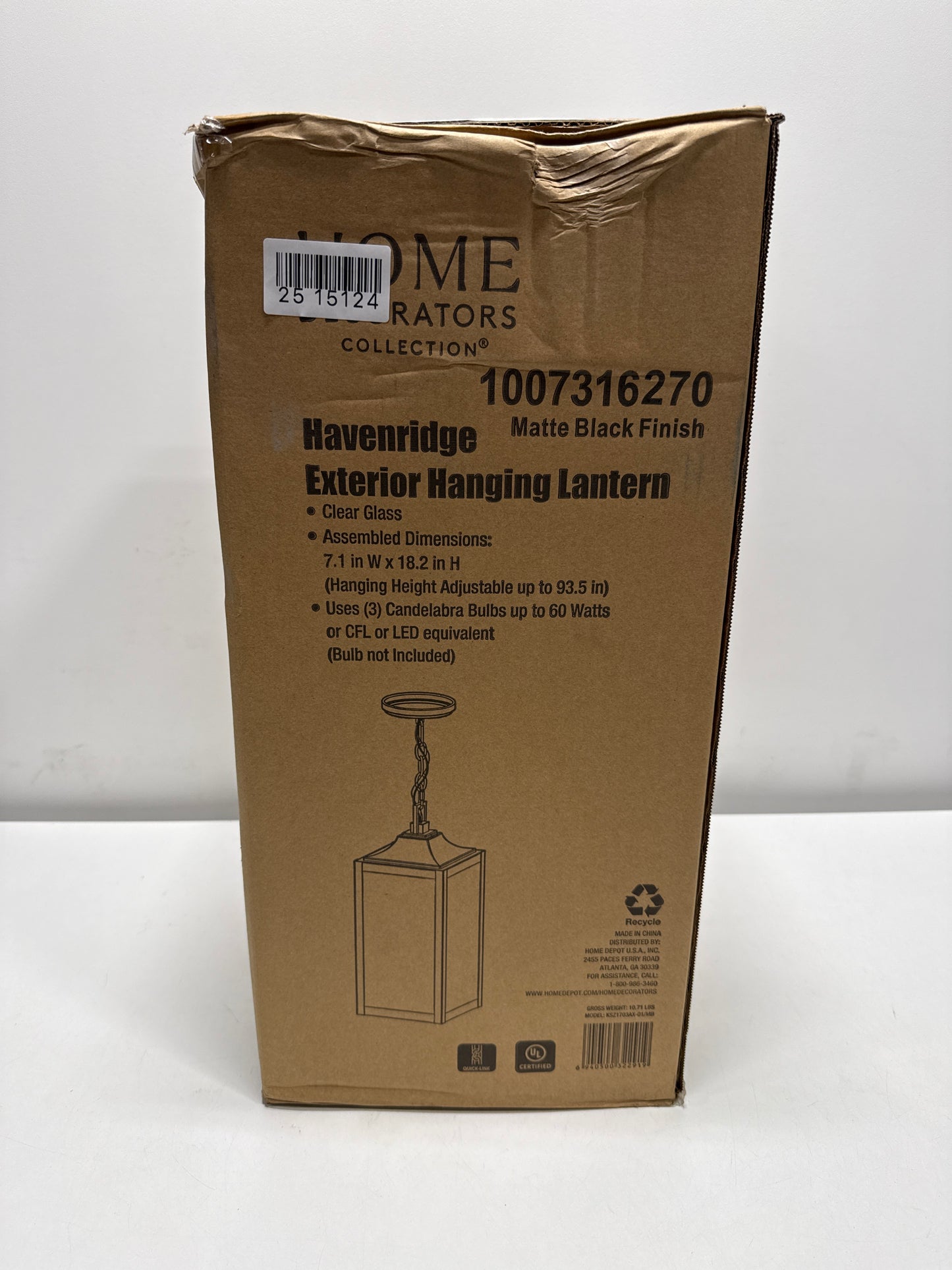 Havenridge 3-Light Matte Black Outdoor Hanging Pendant Light with Clear Glass (1-Pack)