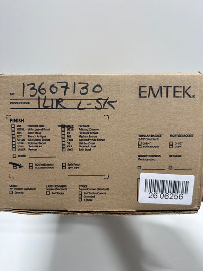 Emtek Brass Modern Door Configuration 5 Patio Multi Point Trim with European Cylinder Below Handle Model: 1L1R53US19