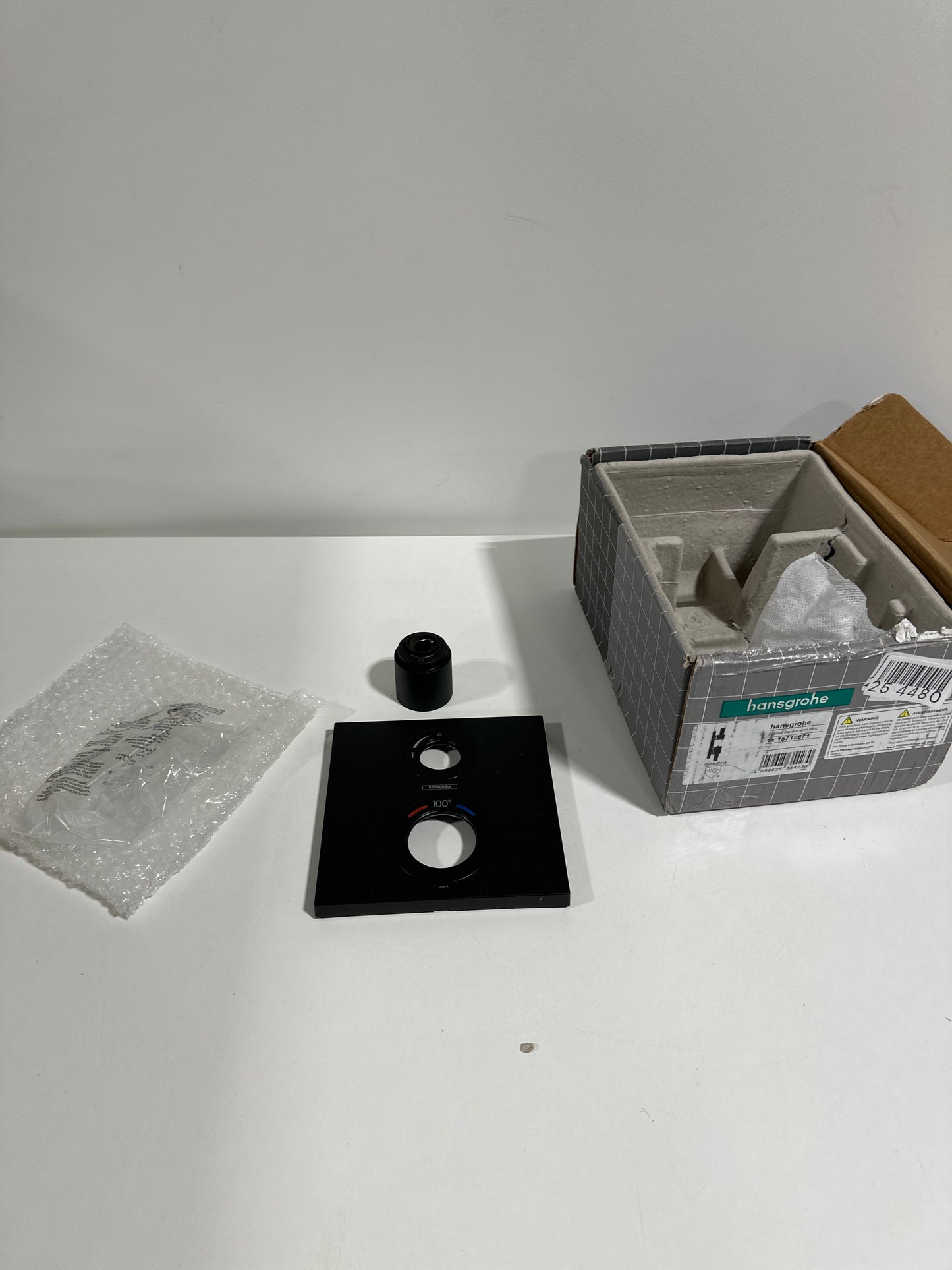 Parts Hansgrohe 15712 Ecostat Square Thermostatic Valve Trim Only with Integrate Volume Control for 1 Distinct Function - Less Rough in Matte Black Showers