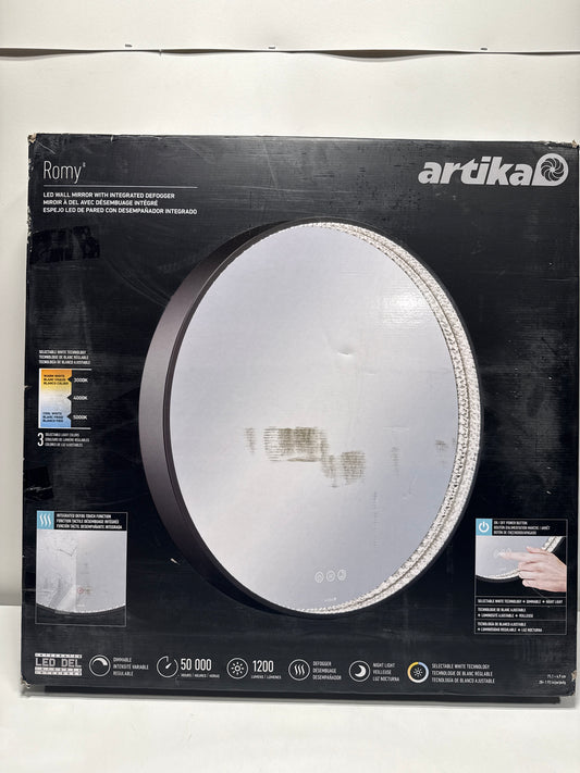 Artika Romy 28 in. W X 28 in. H 3CCT Round Wall Bathroom Anti-Fog Vanity Mirror with Black Frame