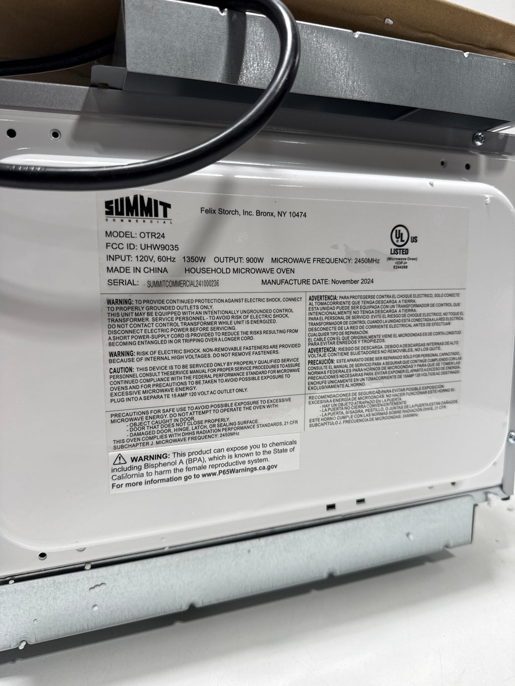 Used See Desc Summit 24 Inch Wide 0.9 Cu. Ft. 900 Watt Built-In Microwave
