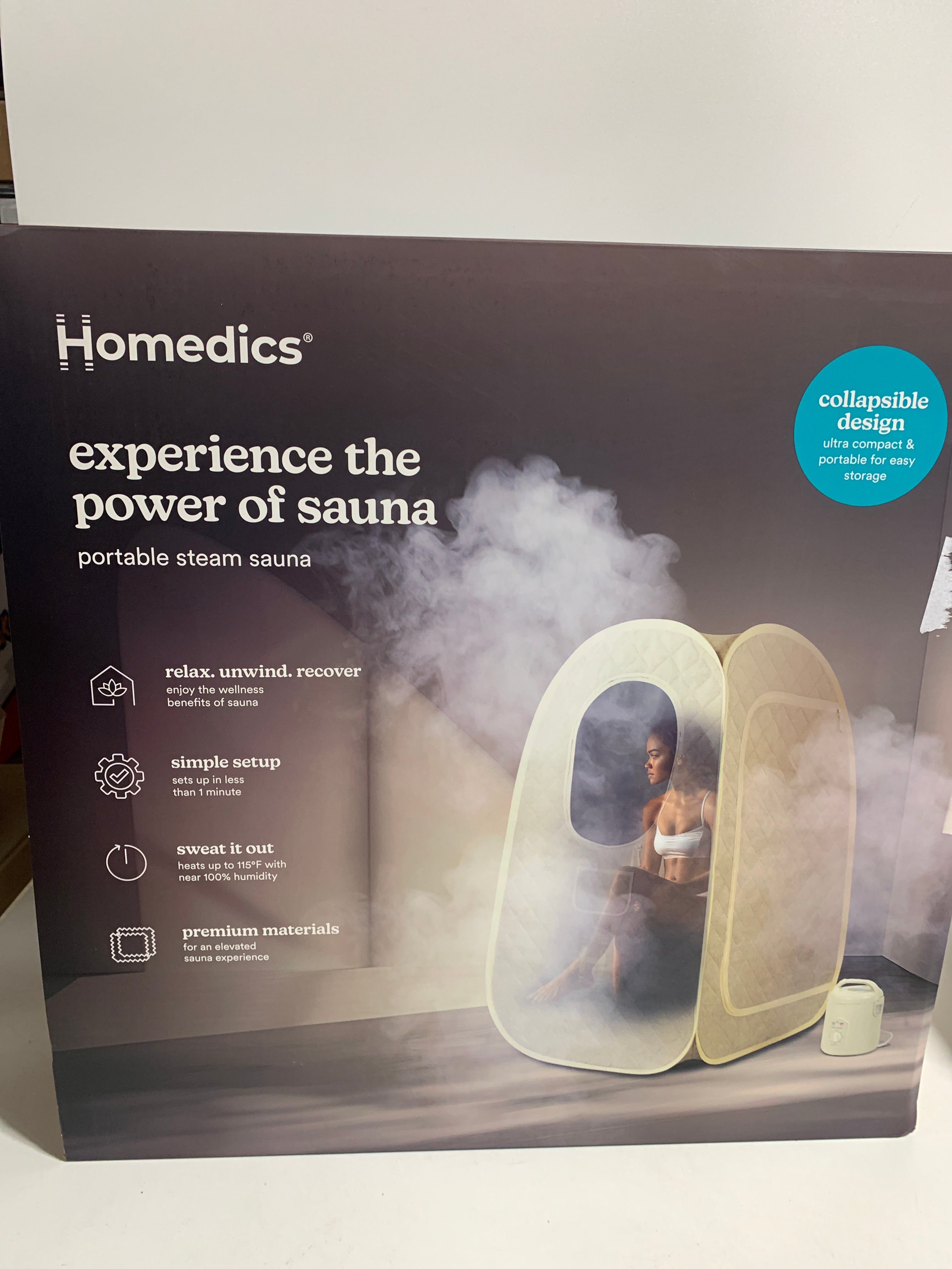 Homedics Saunazen Portable Steam Sauna - Cream - *Health & Beauty
