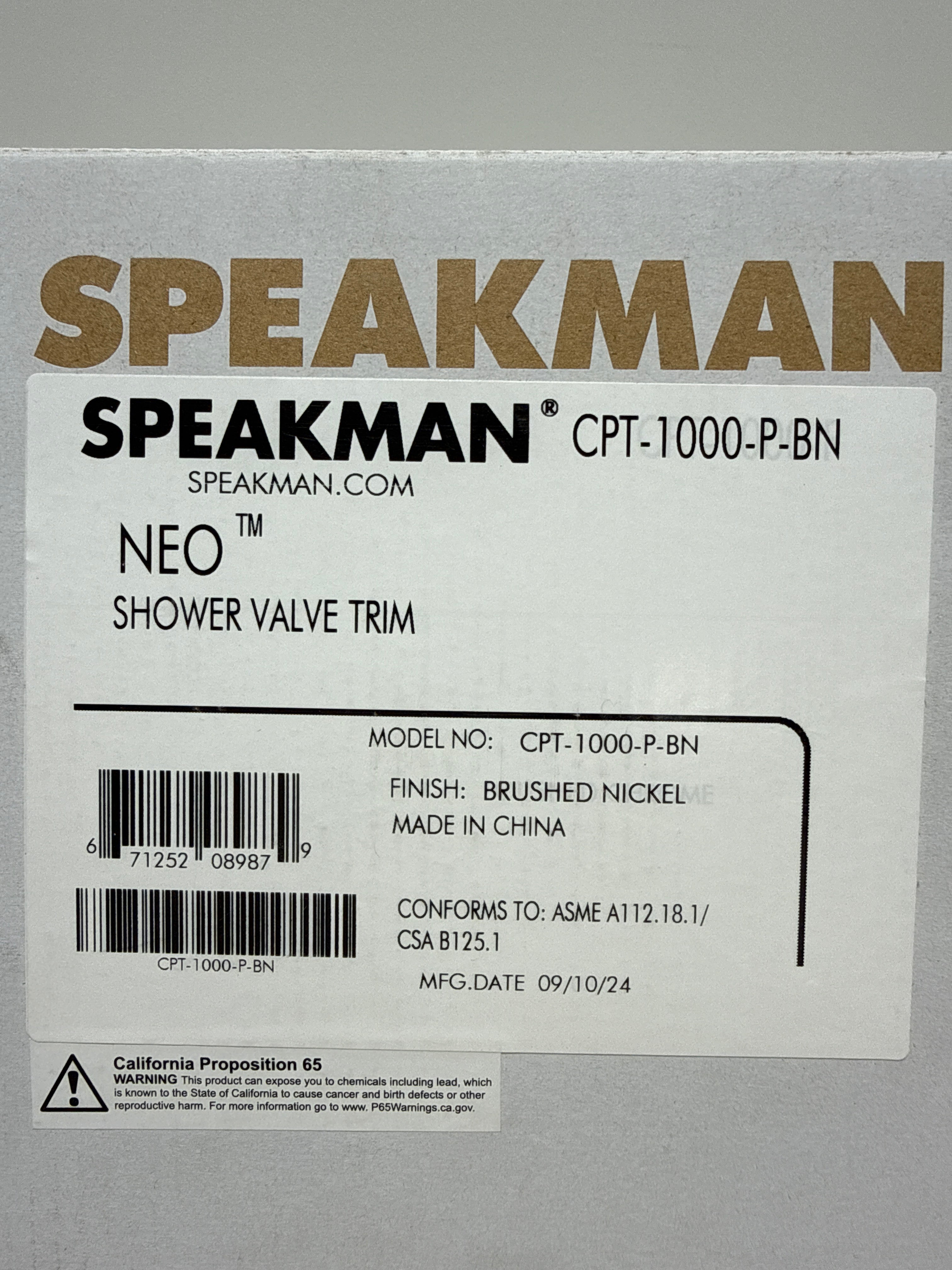 Speakman CPT-1000-P-BN Neo Pressure Balance Shower Valve Trim, Brushed Nickel (Valve Not Included