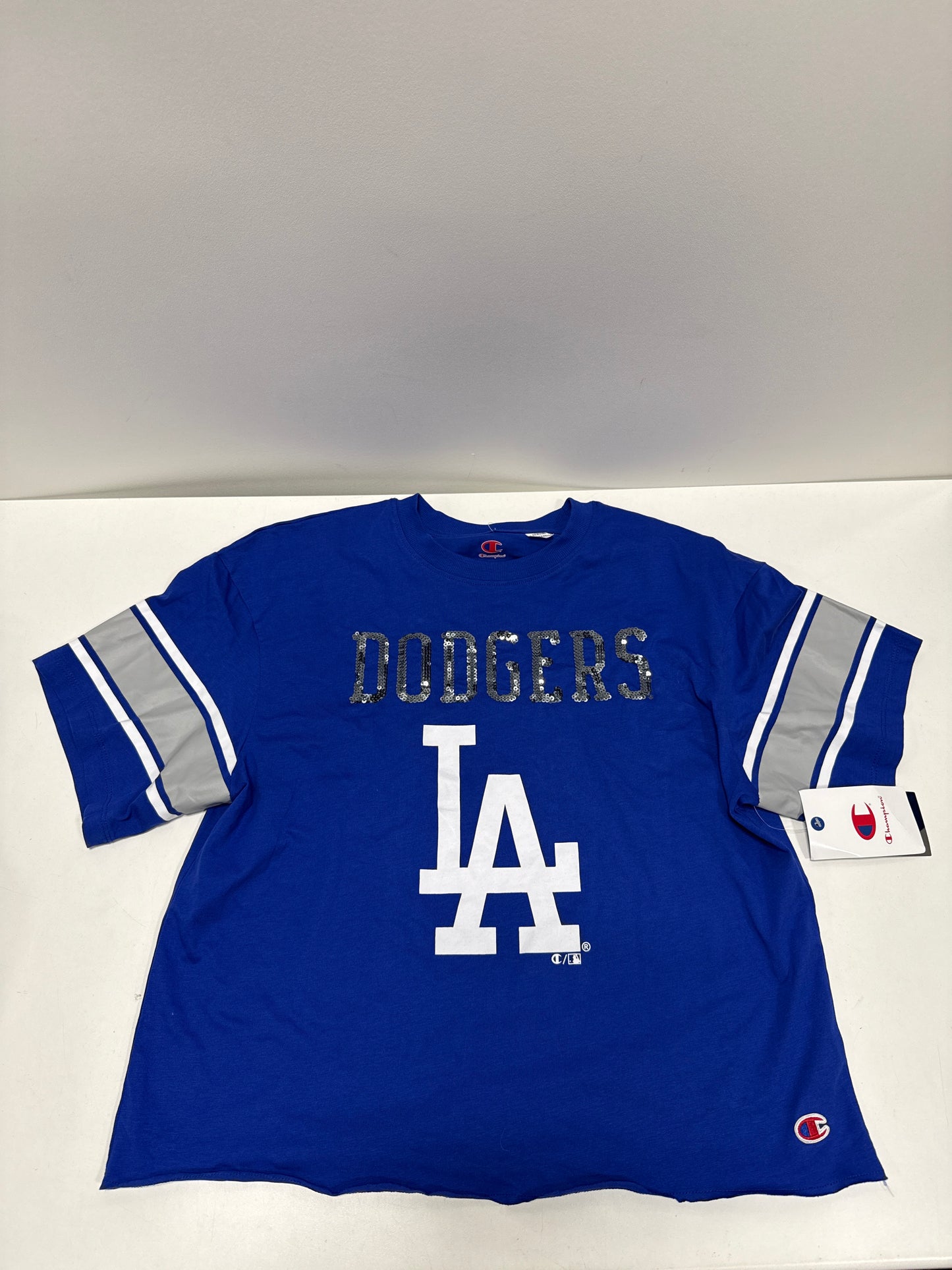 MLB Los Angeles Dodgers Women's Champion Sequin Print T-Shirt - M