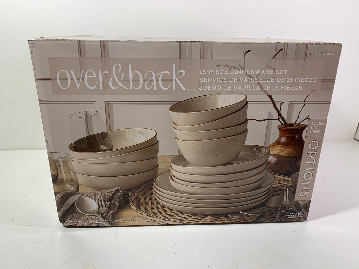 over&back Options 16-piece Dinnerware Set Beige