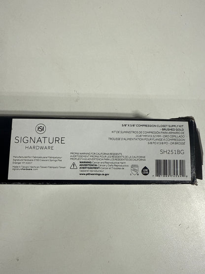 Signature Hardware 948024 Toilet Supply Kit with 5/8" OD X 3/8" OD Angle Stop Brushed Gold