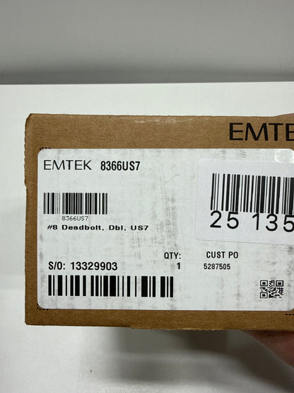 Emtek #8 Style Brass Modern Double Cylinder  Deadbolt 8366US7