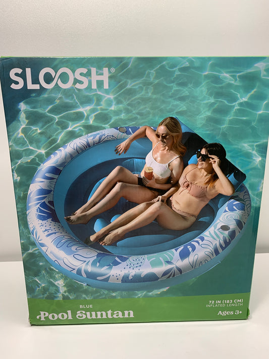 Sloosh Tanning Pool Lounger Float, Luxury Fabric Large Pool Floats Inflatable Lake Float IHeavy Duty Suntan Tub for Lake, Outdoor, Backyard, Swimming