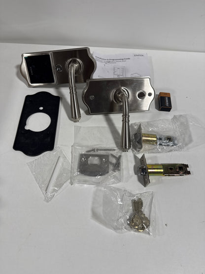 Used Emtek E4202US15 Satin Nickel EMTouch Classic Keypad Style Leverset with Storeroom/Gate Function