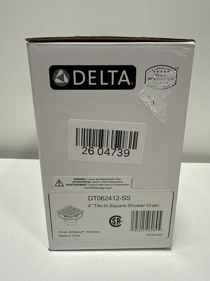 Delta DT062412-SS 4 Tile-in Square Shower Drain - Brilliance Stainless