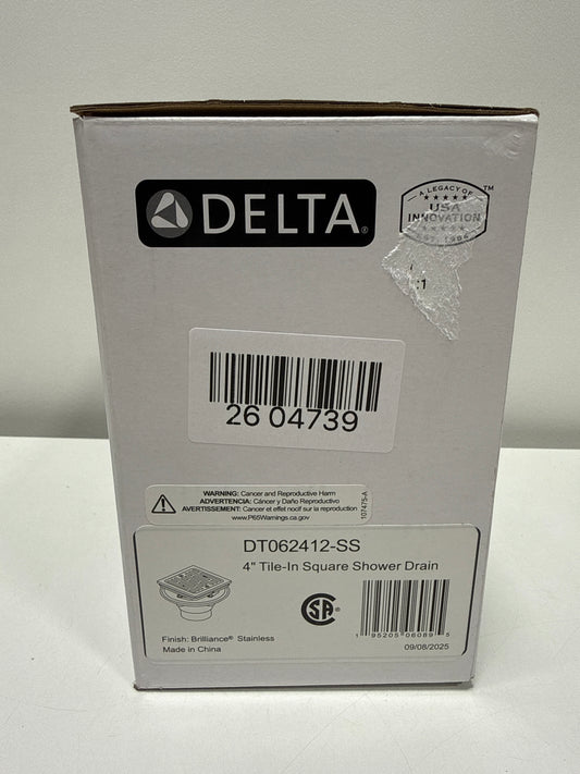 Delta DT062412-SS 4 Tile-in Square Shower Drain - Brilliance Stainless