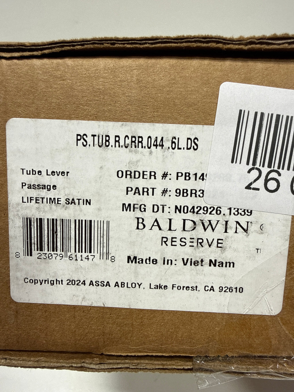 Baldwin Tube Passage Leverset with Contemporary Round Rose Model: PSTUBCRR044