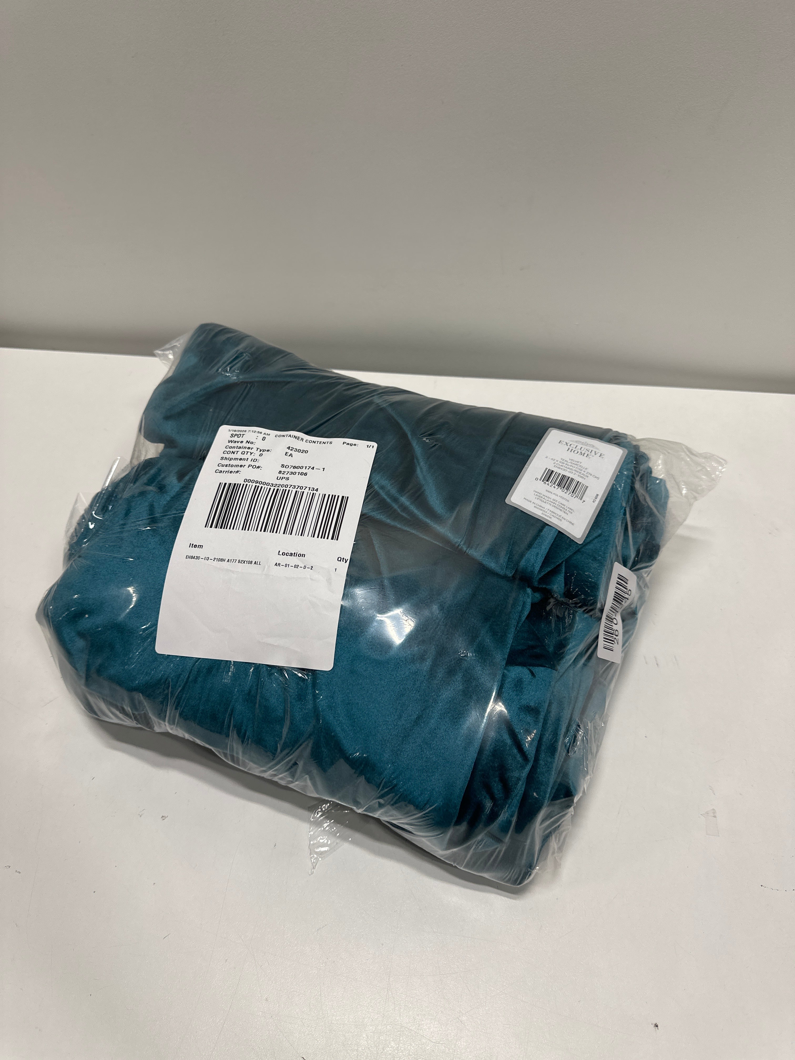 Velvet Teal Solid Light Filtering Hidden Tab / Rod Pocket Curtain, 52 in. W X 108 in. L (Set of 2)