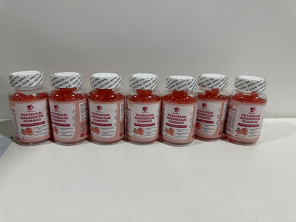 7 Potassium Magnesium Gummies - High Absorption Magnesium Glycinate & Potassium Citrate 200mg Plus Omega 3, B6, D3, K2 & Calcium - Chewable Gummy for Immunity & Energy - Peach Flavor - 60 Count