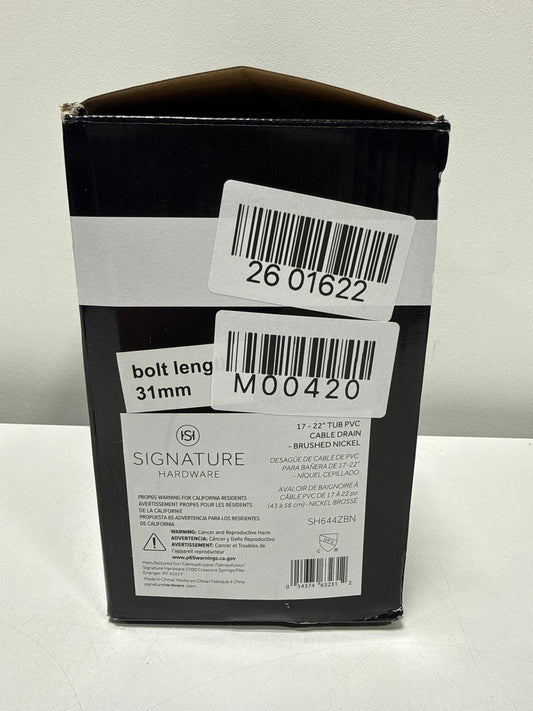 Signature Hardware 446729 PVC Cable Drain and Overflow for 17" - 22" Deep Alcove Tubs