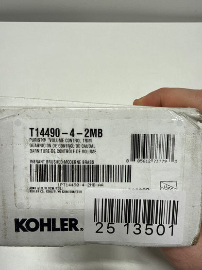 Kohler K-T14490-4 Purist Single Handle Volume Control Valve Trim - Less Valve Vibrant Brushed Moderne Brass
